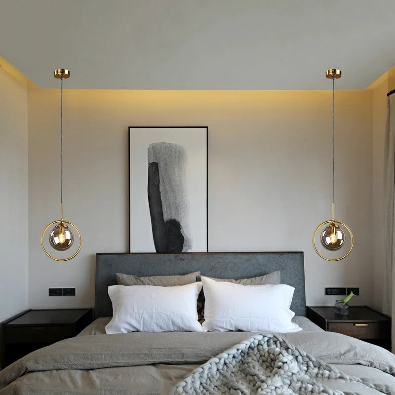 Pendant Light | Glass Shade & Metal Ring Dimmable & Color-Change