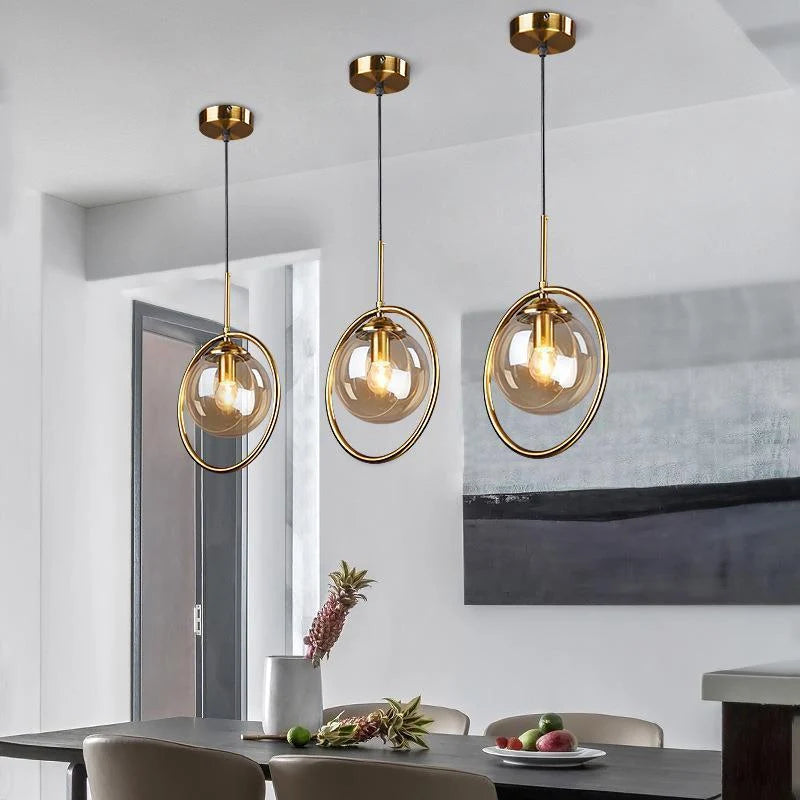 Pendant Light | Glass Shade & Metal Ring Dimmable & Color-Change
