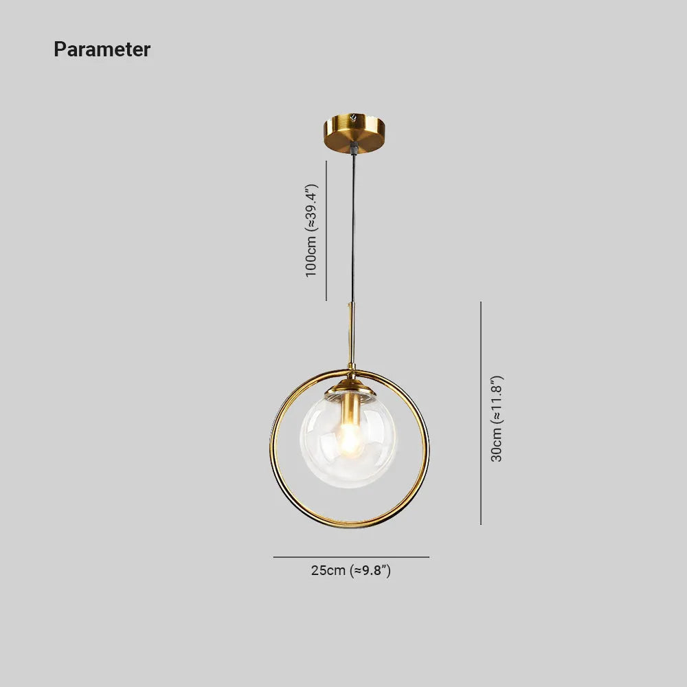 Pendant Light | Glass Shade & Metal Ring Dimmable & Color-Change