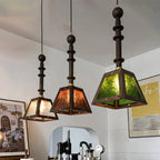 Pendant Light | Glass Shade & Wood | Adjustable Suspension Cable