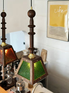 Pendant Light | Glass Shade & Wood | Adjustable Suspension Cable
