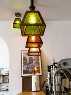 Pendant Light | Glass Shade & Wood | Adjustable Suspension Cable