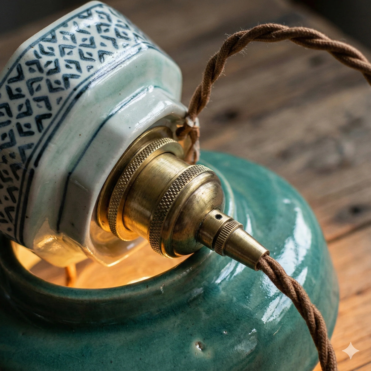 Pendant Light | Hand-Painted Porcelain & Polished Copper | 200 cm Adjustable Cord