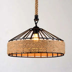Pendant Light | Iron & Rope Dome Warm LED Included | Adjustable Cord 60–120 cm