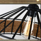 Pendant Light | Iron & Rope Dome Warm LED Included | Adjustable Cord 60–120 cm