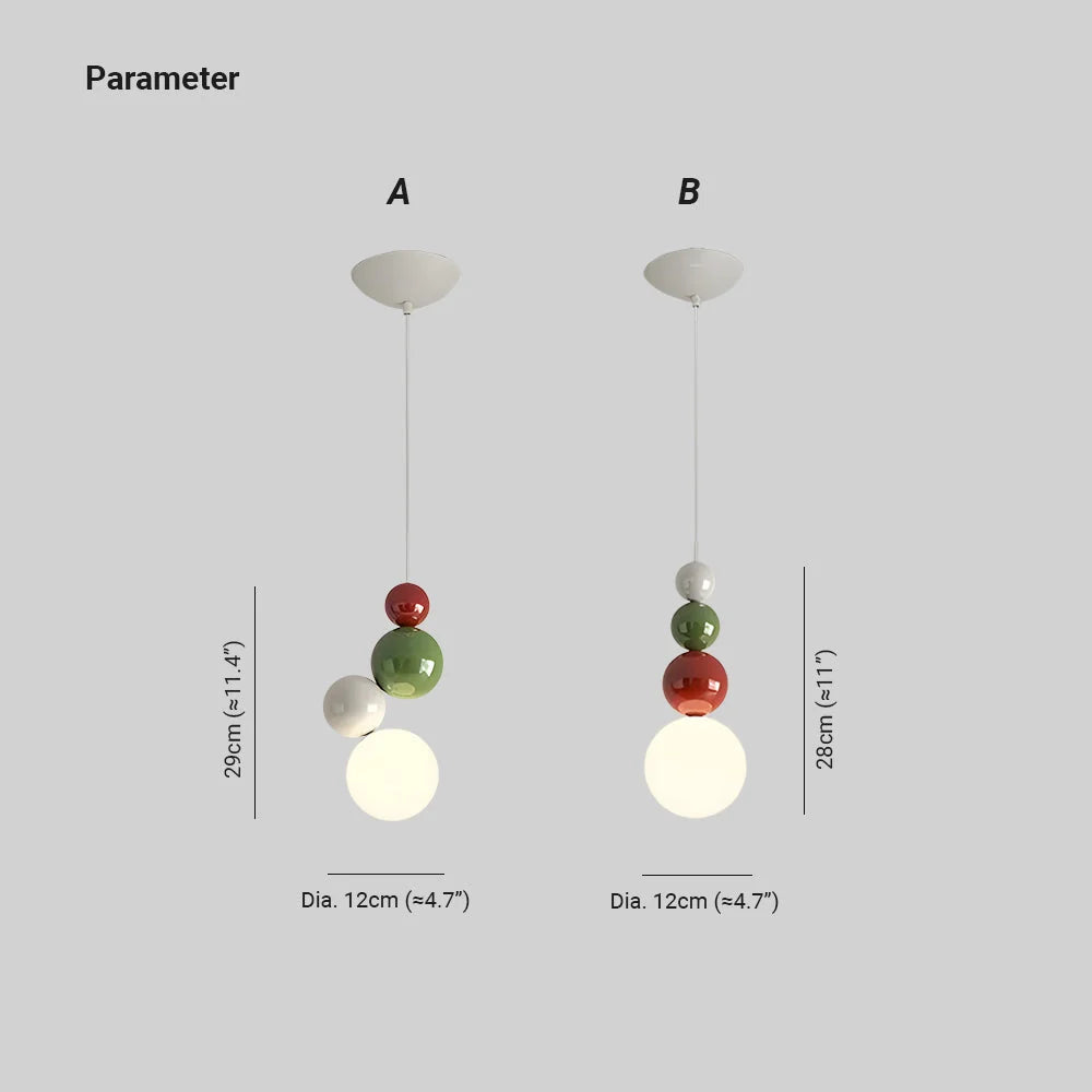 Pendant Light | Metal Vertical Four-Orb & Dimmable | Adjustable Cord