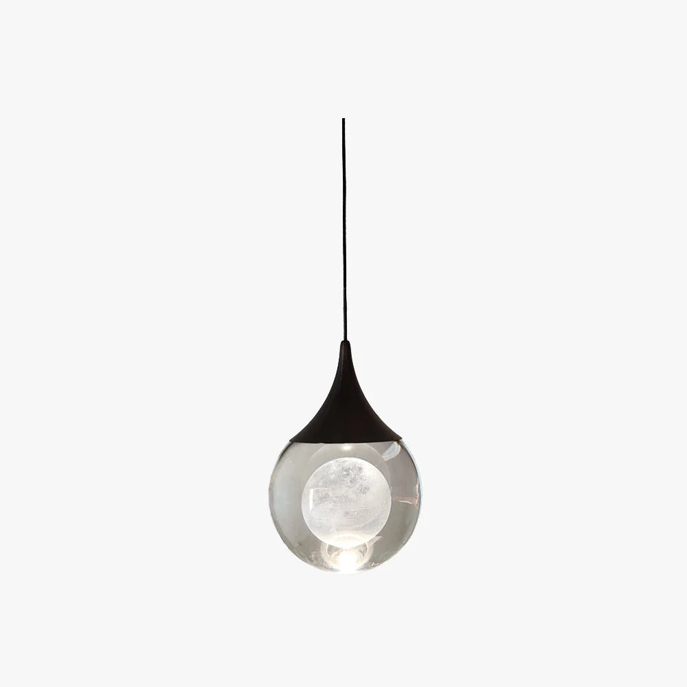 Pendant Light | Moon-Shaped Metal & Crystal | LED Included