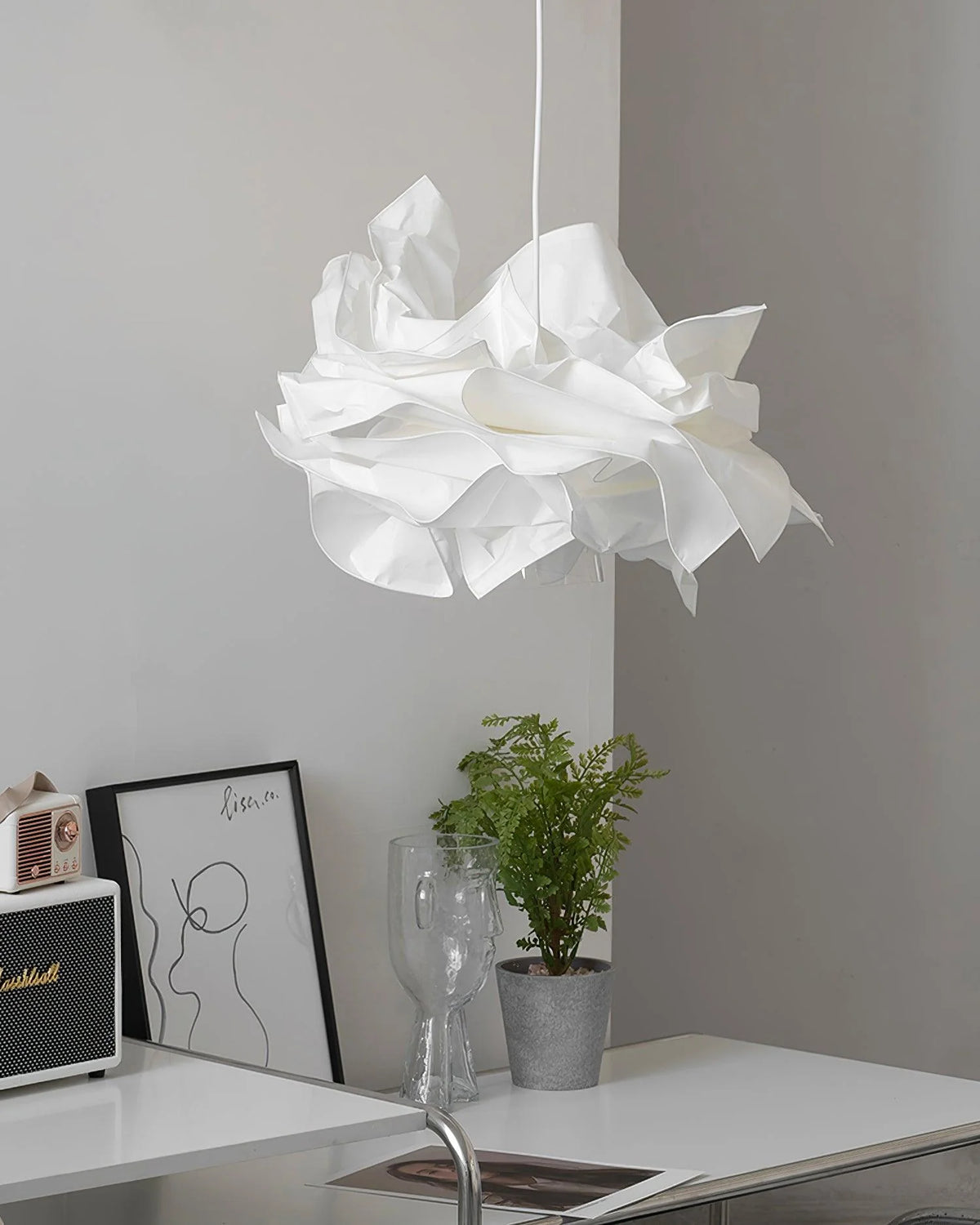 Pendant Light | Origami Paper Shade & Hardwired E26/E27