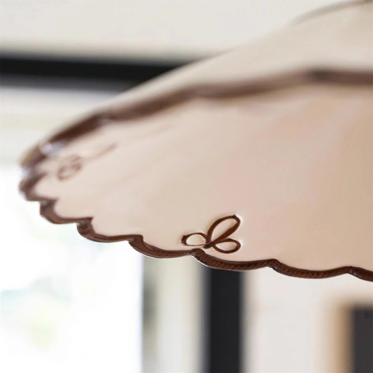 Pendant Light | Scalloped Ceramic Shade & Metal Fixture | 59 In Adjustable Cord