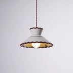 Pendant Light | Scalloped Ceramic Shade & Metal Fixture | 59 In Adjustable Cord