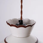 Pendant Light | Scalloped Ceramic Shade & Metal Fixture | 59 In Adjustable Cord
