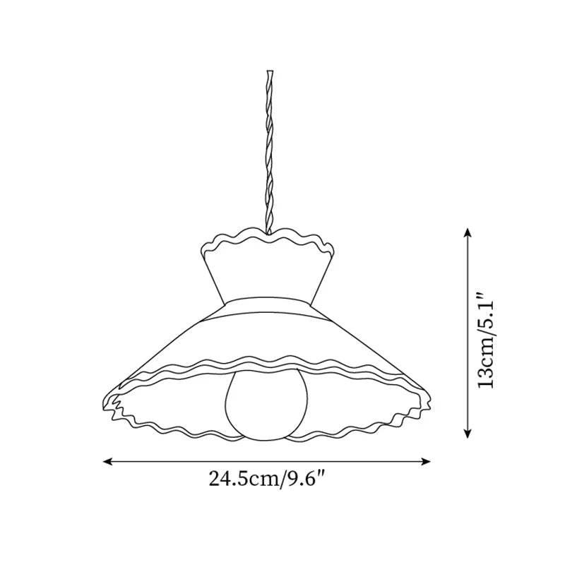 Pendant Light | Scalloped Ceramic Shade & Metal Fixture | 59 In Adjustable Cord