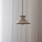 Pendant Light | Scalloped Ceramic Shade & Metal Fixture | 59 In Adjustable Cord