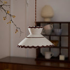 Pendant Light | Scalloped Ceramic Shade & Metal Fixture | 59 In Adjustable Cord