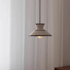 Pendant Light | Scalloped Ceramic Shade & Metal Fixture | 59 In Adjustable Cord