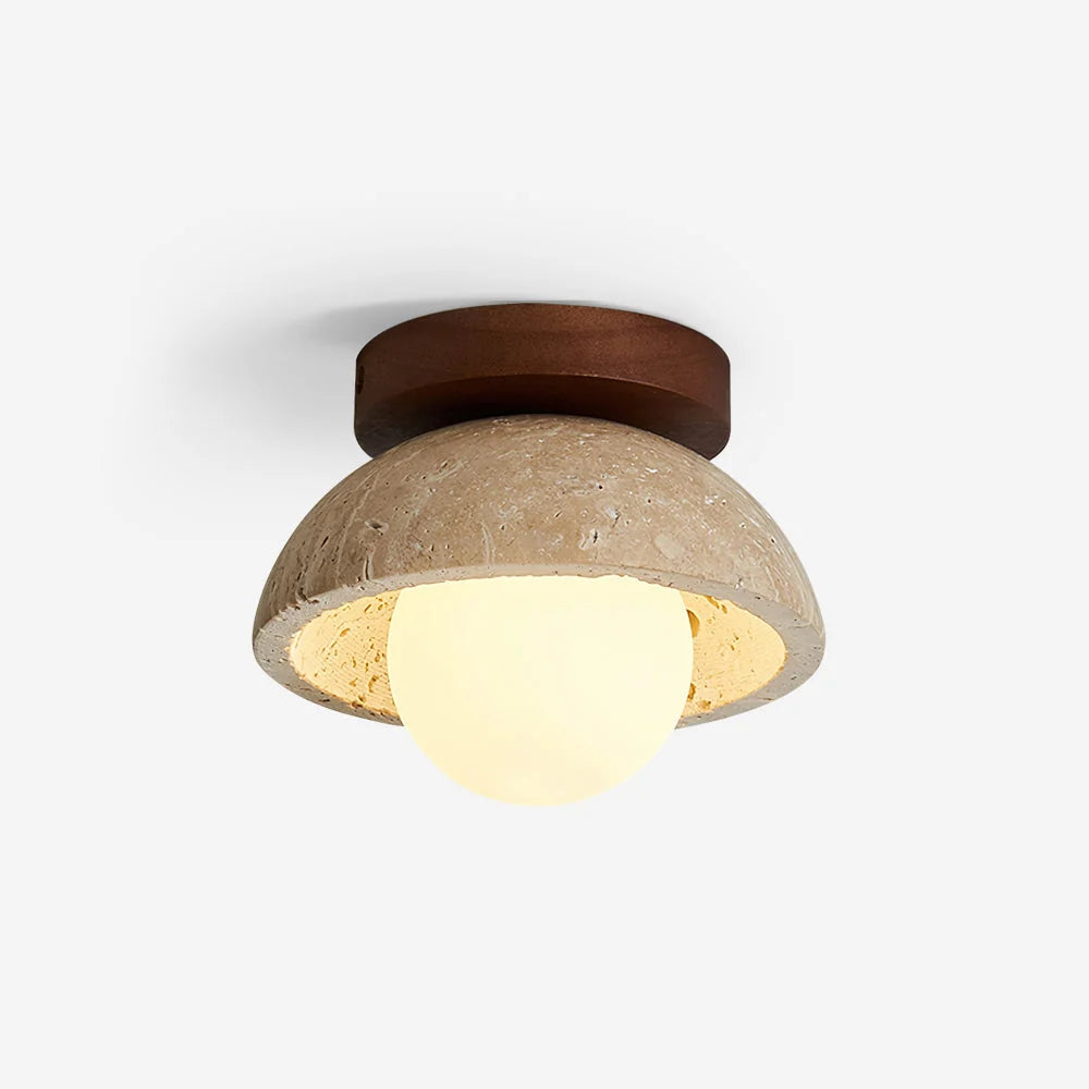 Pendant Light | Sculptural Travertine & Wood