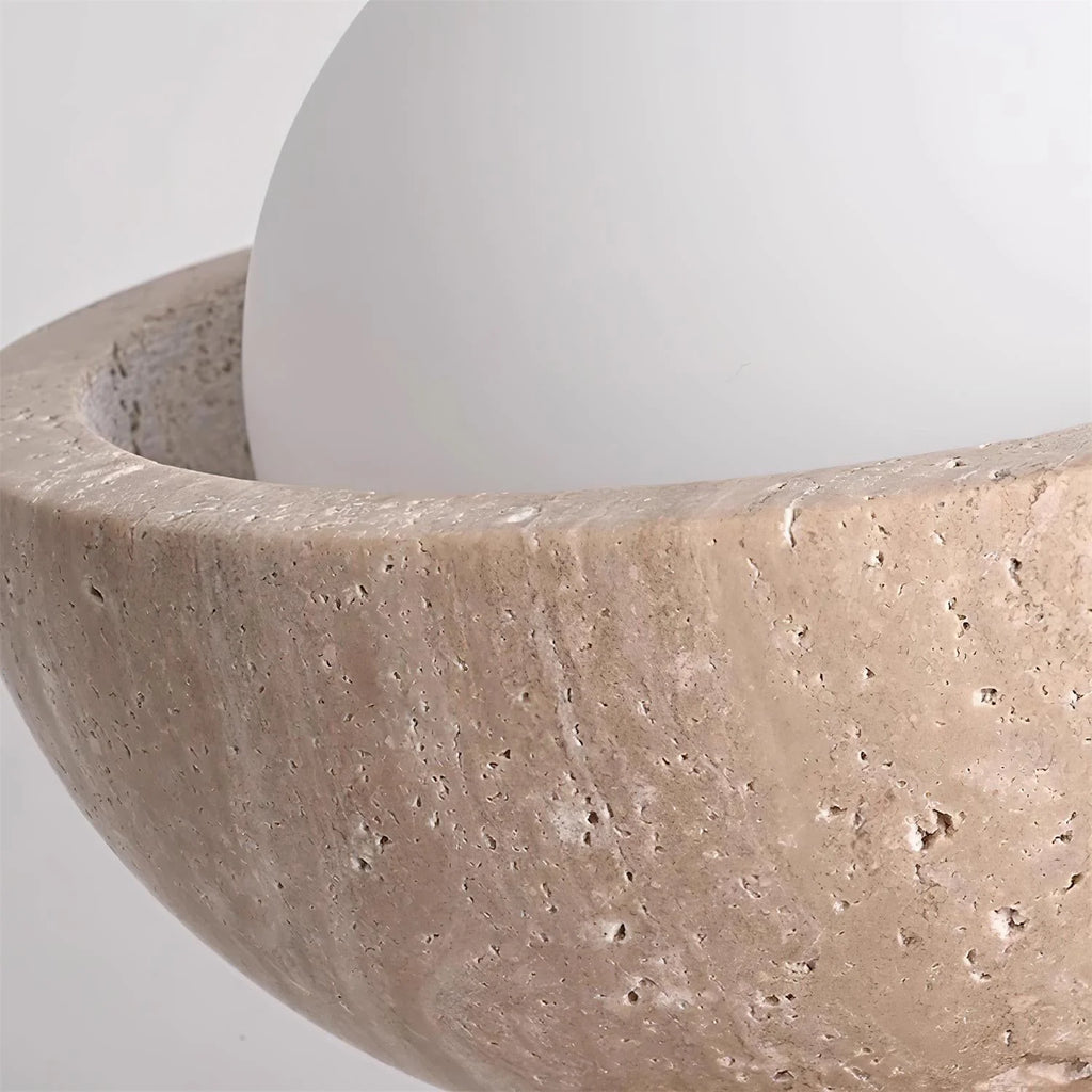 Pendant Light | Sculptural Travertine & Wood