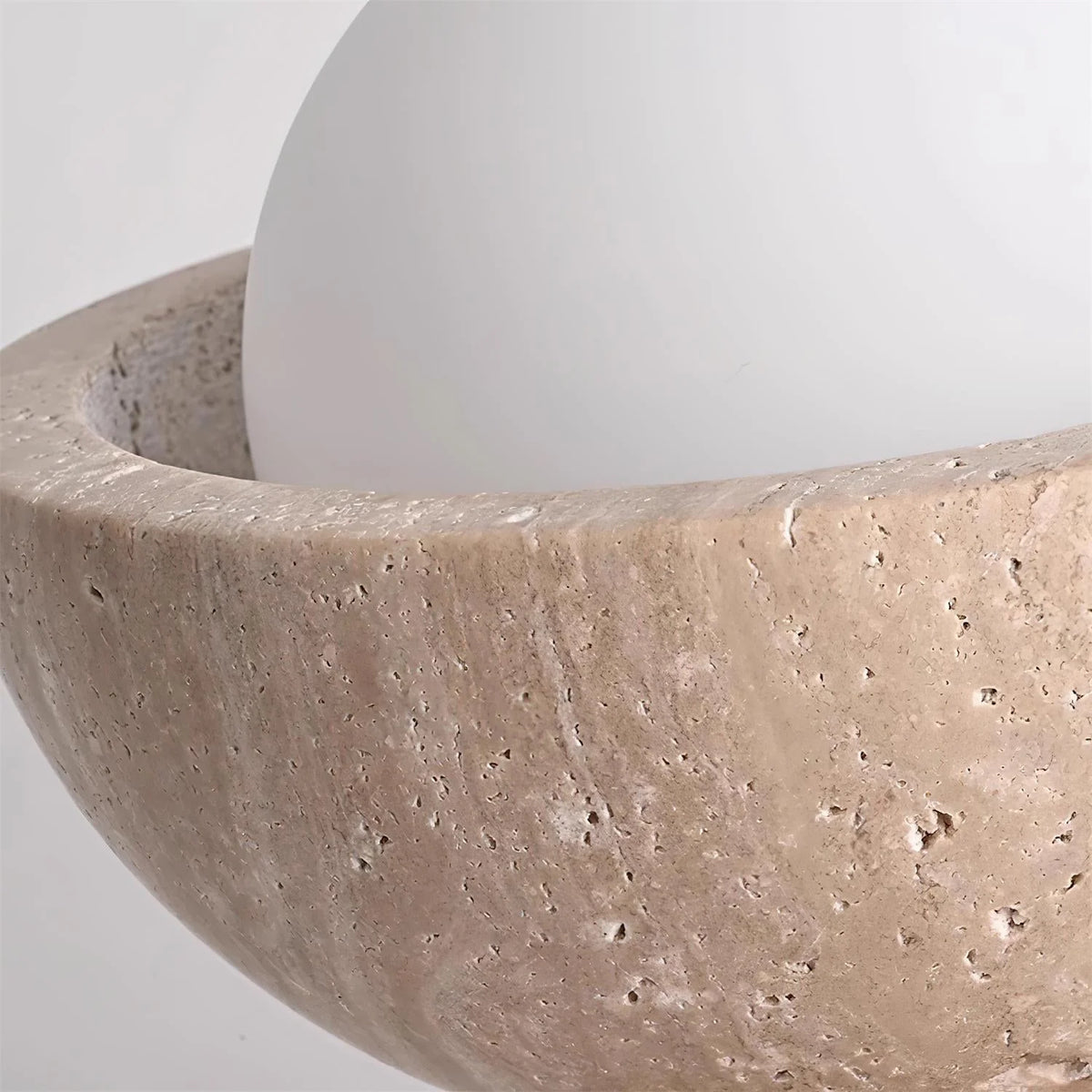 Pendant Light | Sculptural Travertine & Wood