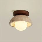 Pendant Light | Sculptural Travertine & Wood