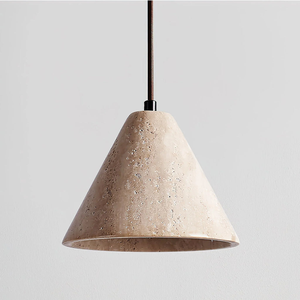 Pendant Light | Tapered Yellow Travertine Shade & Adjustable Height
