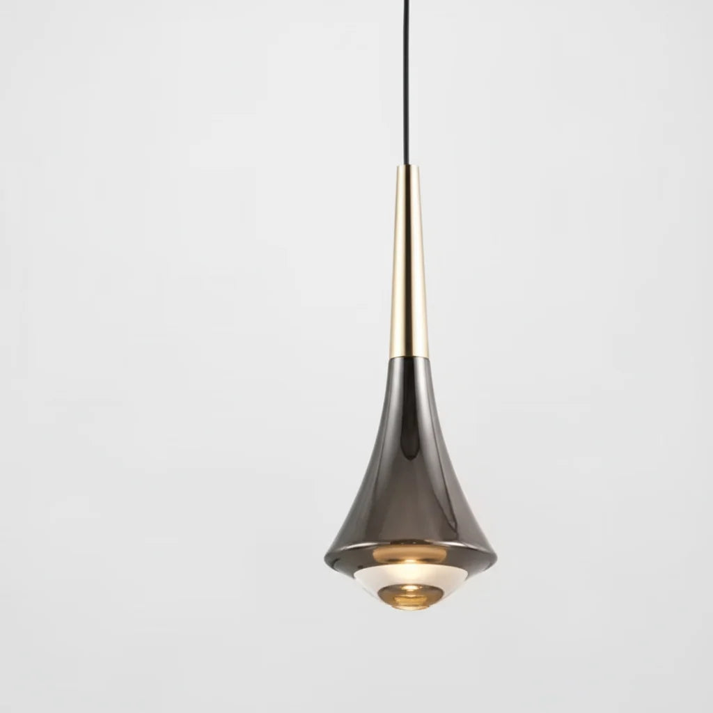 Pendant Light | Teardrop Glass Shade & 3-Color LED