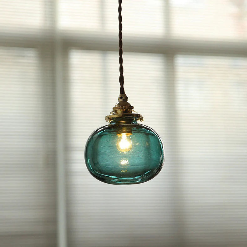Pendant Light | Vintage Brass & Glass Shade | E26 Socket