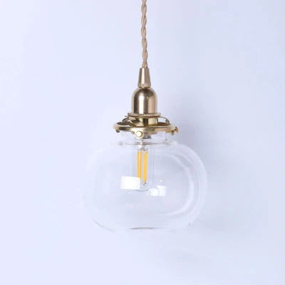 Pendant Light | Vintage Brass & Glass Shade | E26 Socket