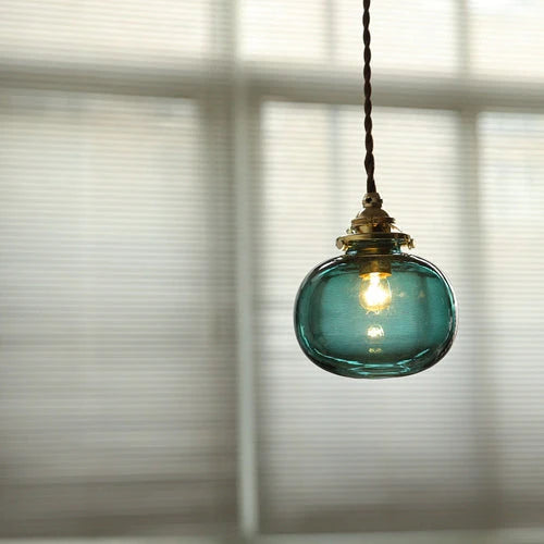Pendant Light | Vintage Brass & Glass Shade | E26 Socket