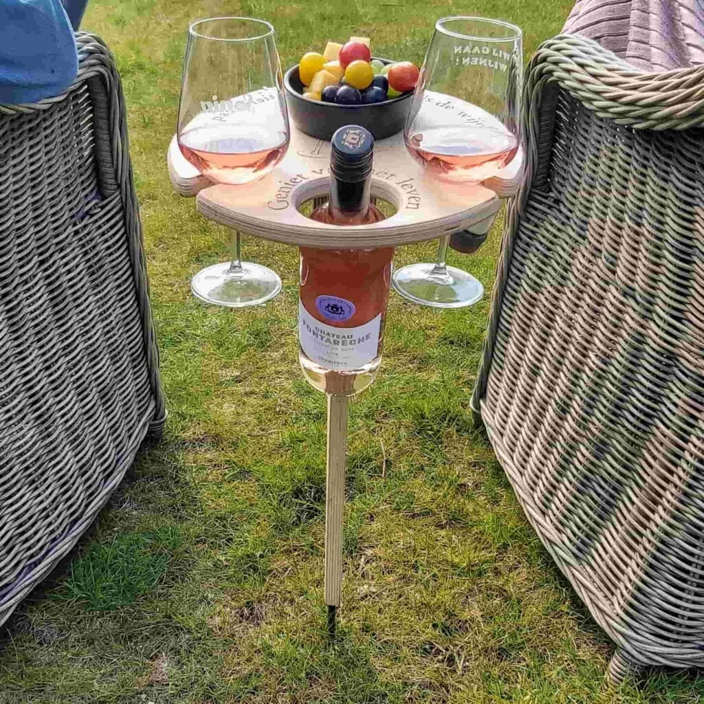 Picnic Table | Foldable Birch Wood & Integrated Wine Holder