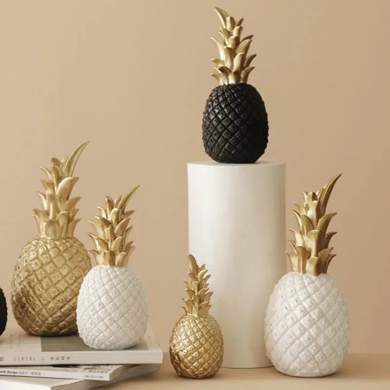 Pineapple Figurine | Resin & Shimmering Finish | Tabletop Decor