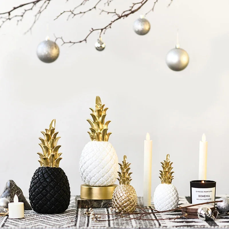 Pineapple Figurine | Resin & Shimmering Finish | Tabletop Decor