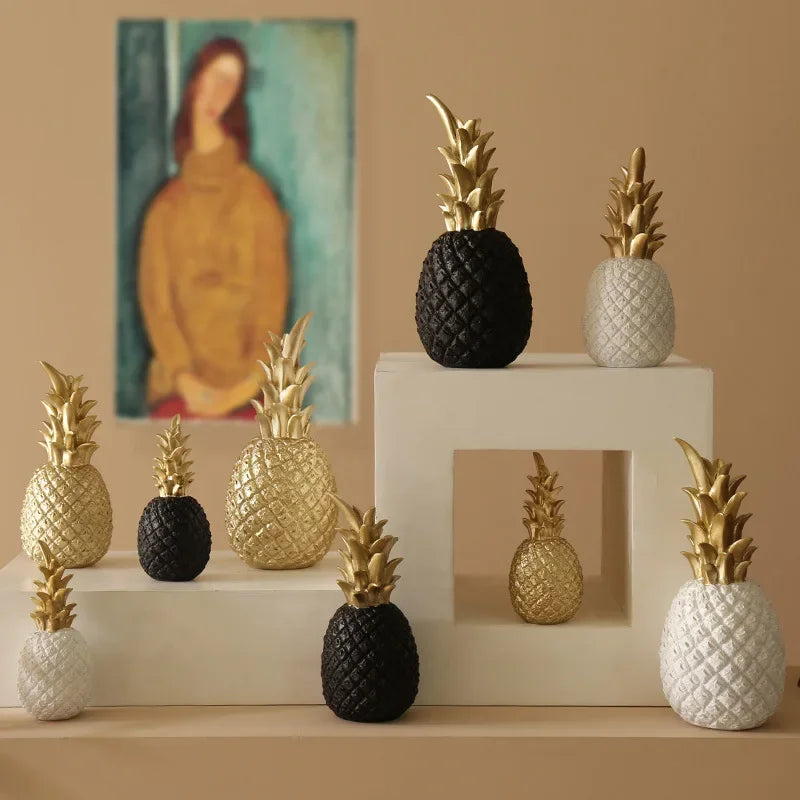 Pineapple Figurine | Resin & Shimmering Finish | Tabletop Decor