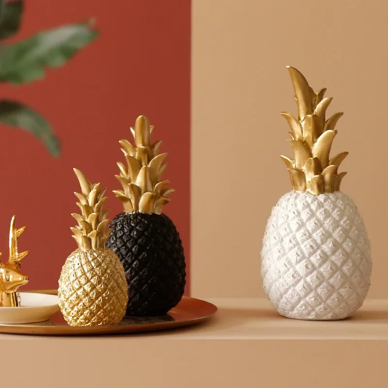 Pineapple Figurine | Resin & Shimmering Finish | Tabletop Decor