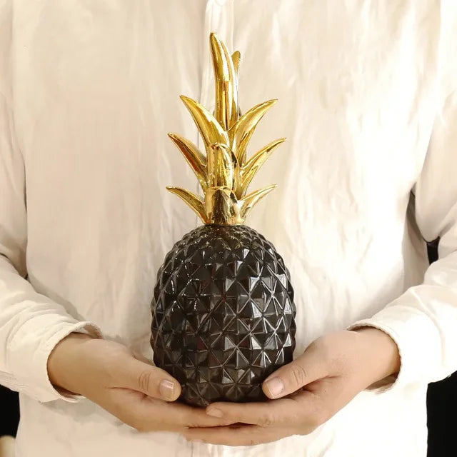 Pineapple Figurine | Resin & Shimmering Finish | Tabletop Decor