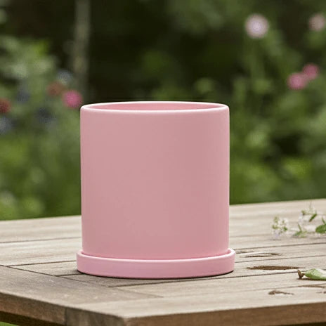 Plant Pot | Matte Glazed Ceramic & Drainage Hole | Includes Matching Saucer
