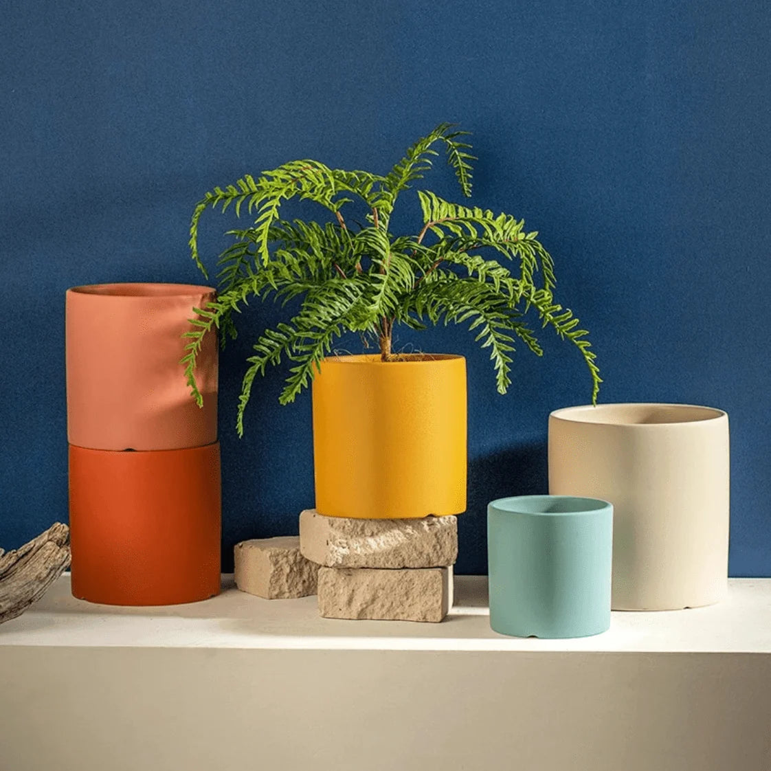 Plant Pot | Matte Glazed Ceramic & Drainage Hole | Includes Matching Saucer