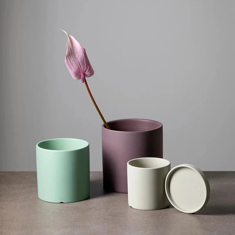 Plant Pot | Matte Glazed Ceramic & Drainage Hole | Includes Matching Saucer