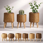 Plant Pot | Woven Look & Wooden Feet