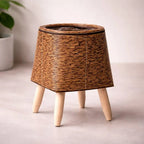 Plant Pot | Woven Look & Wooden Feet