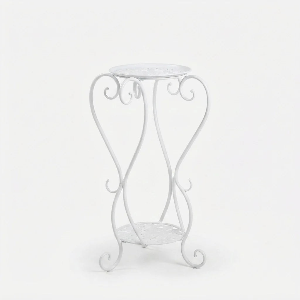 Plant Stand | Two-Tier Curved Iron | Indoor & Outdoor