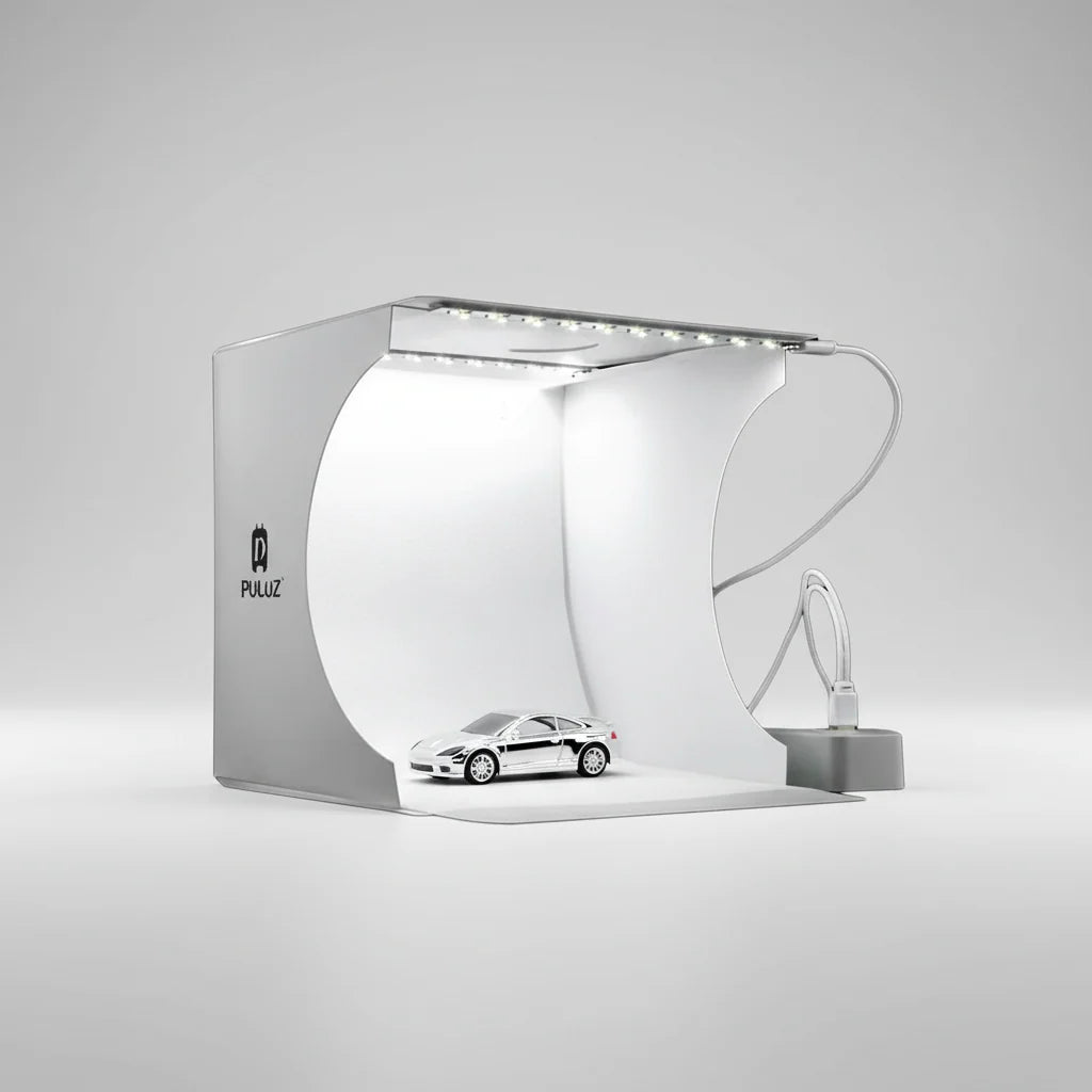 Product Photography Studio | Built-In LED Lighting & Foldable | 6 Interchangeable Backgrounds