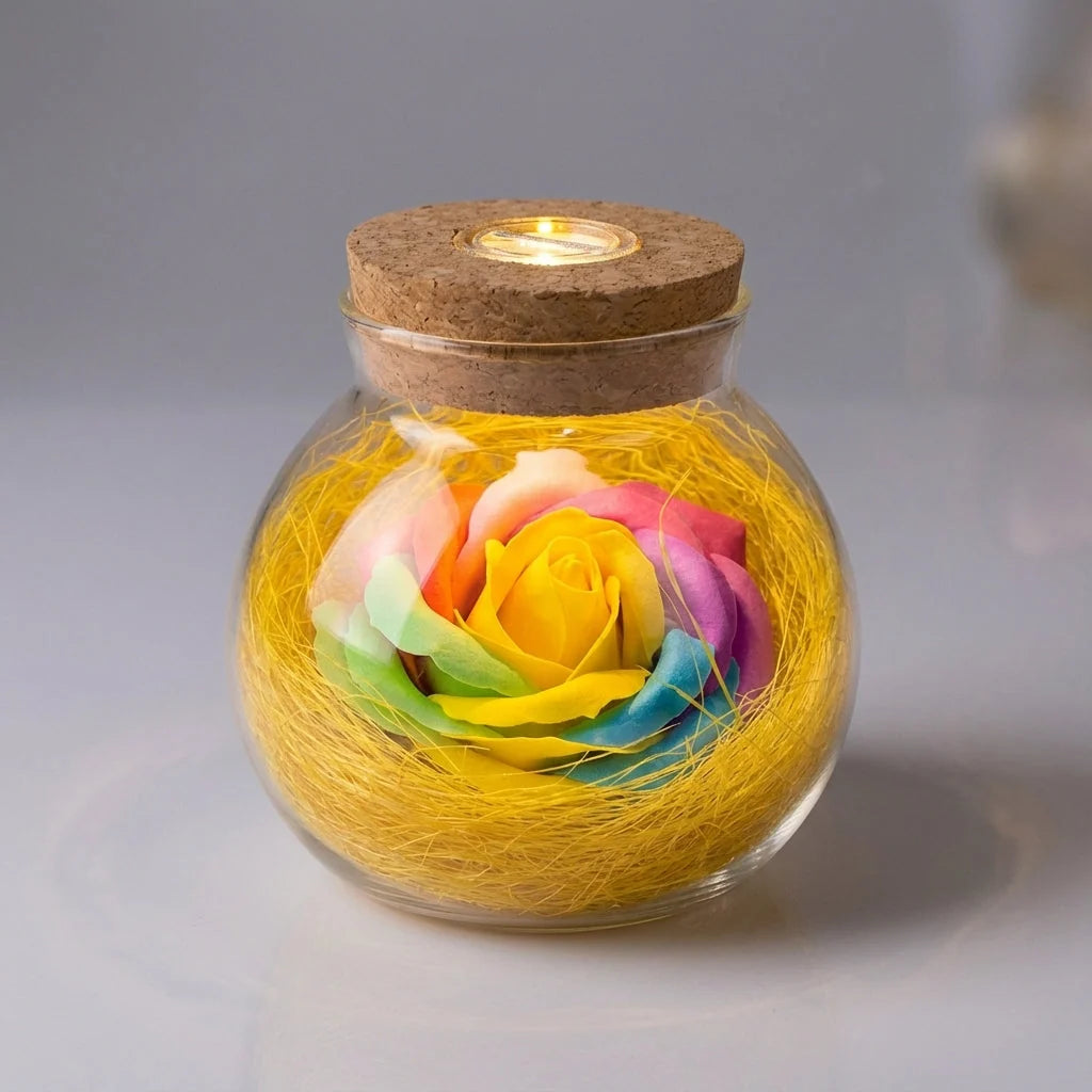 Rose Jar Lamp | Color-Shifting LED & Remote