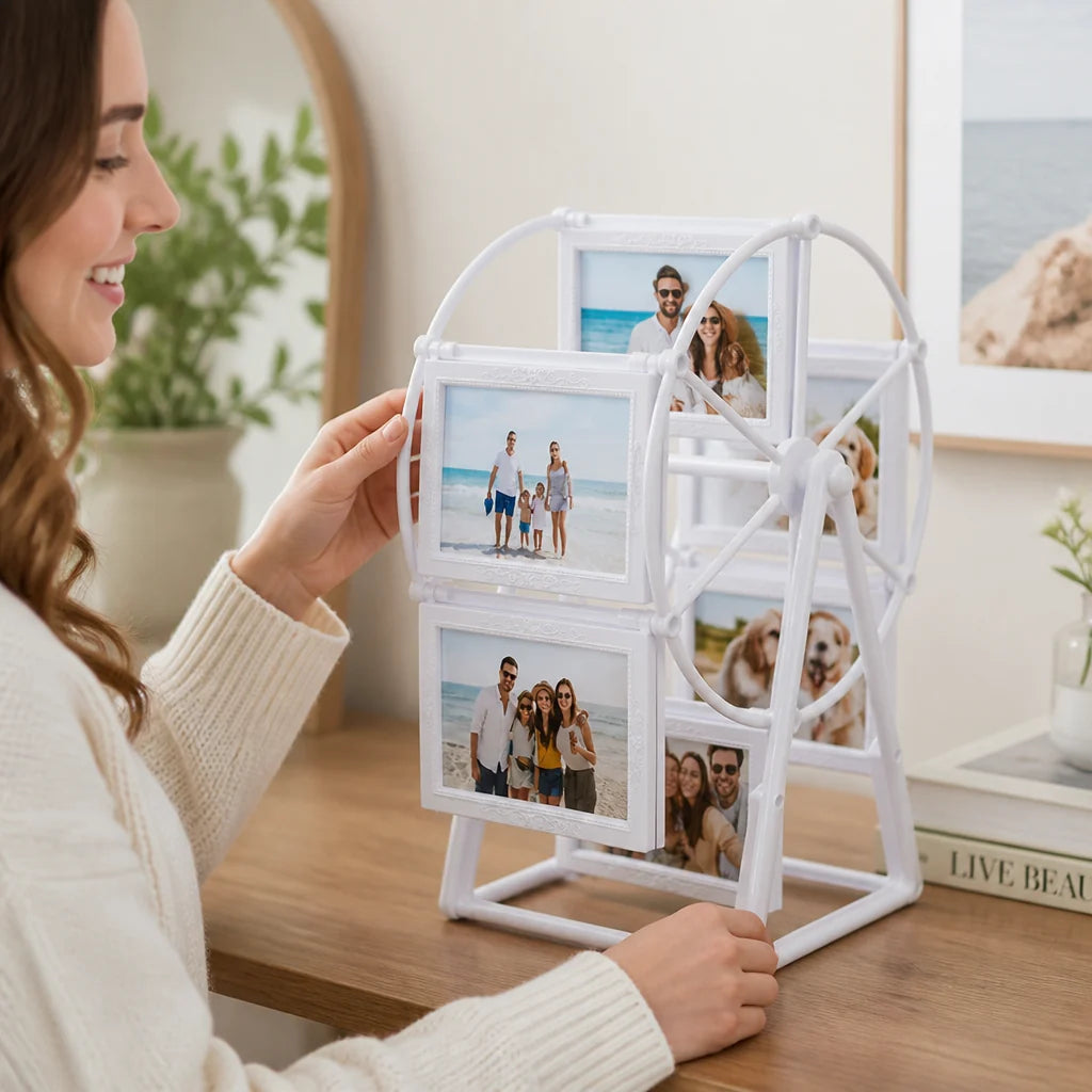 Rotating Picture Frame | Windmill Rotation & Foldable Slots | 30 x 30 cm