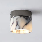 Round Ceiling Light | Marble Body & Glass Shade | 12 cm Diameter