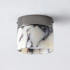 Round Ceiling Light | Marble Body & Glass Shade | 12 cm Diameter