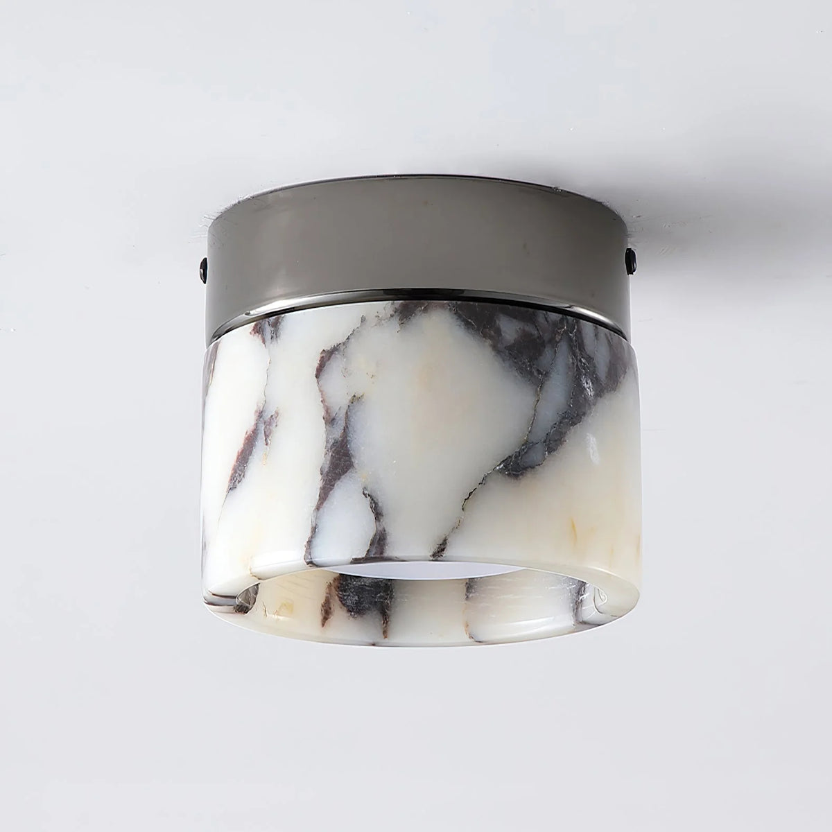 Round Ceiling Light | Marble Body & Glass Shade | 12 cm Diameter