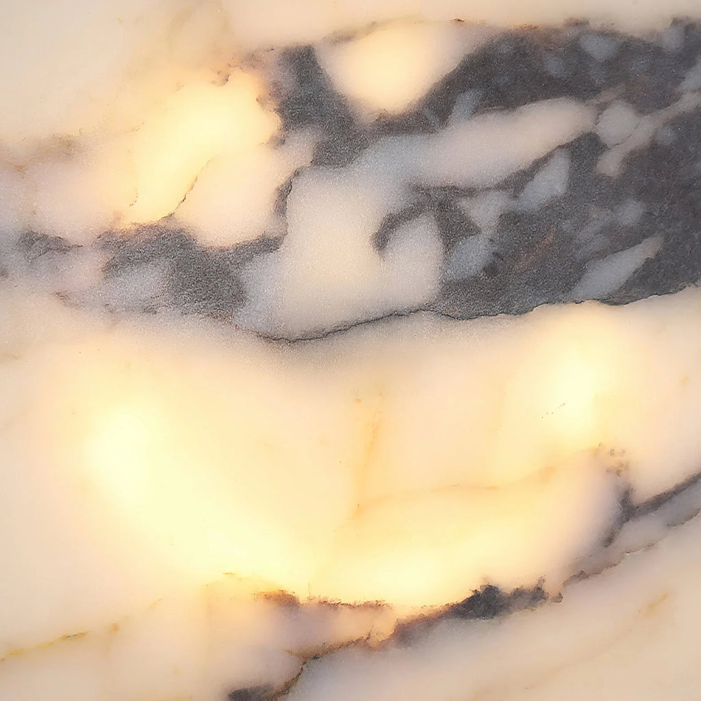Round Ceiling Light | Marble Body & Glass Shade | 12 cm Diameter