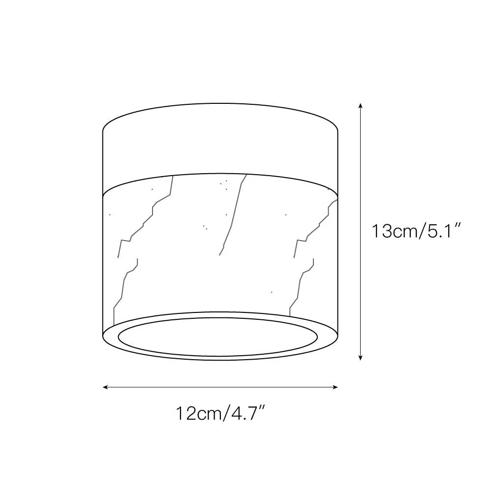 Round Ceiling Light | Marble Body & Glass Shade | 12 cm Diameter