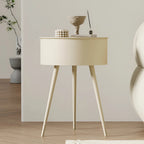 Round Side Table | Metal Frame & Hidden Storage Basket