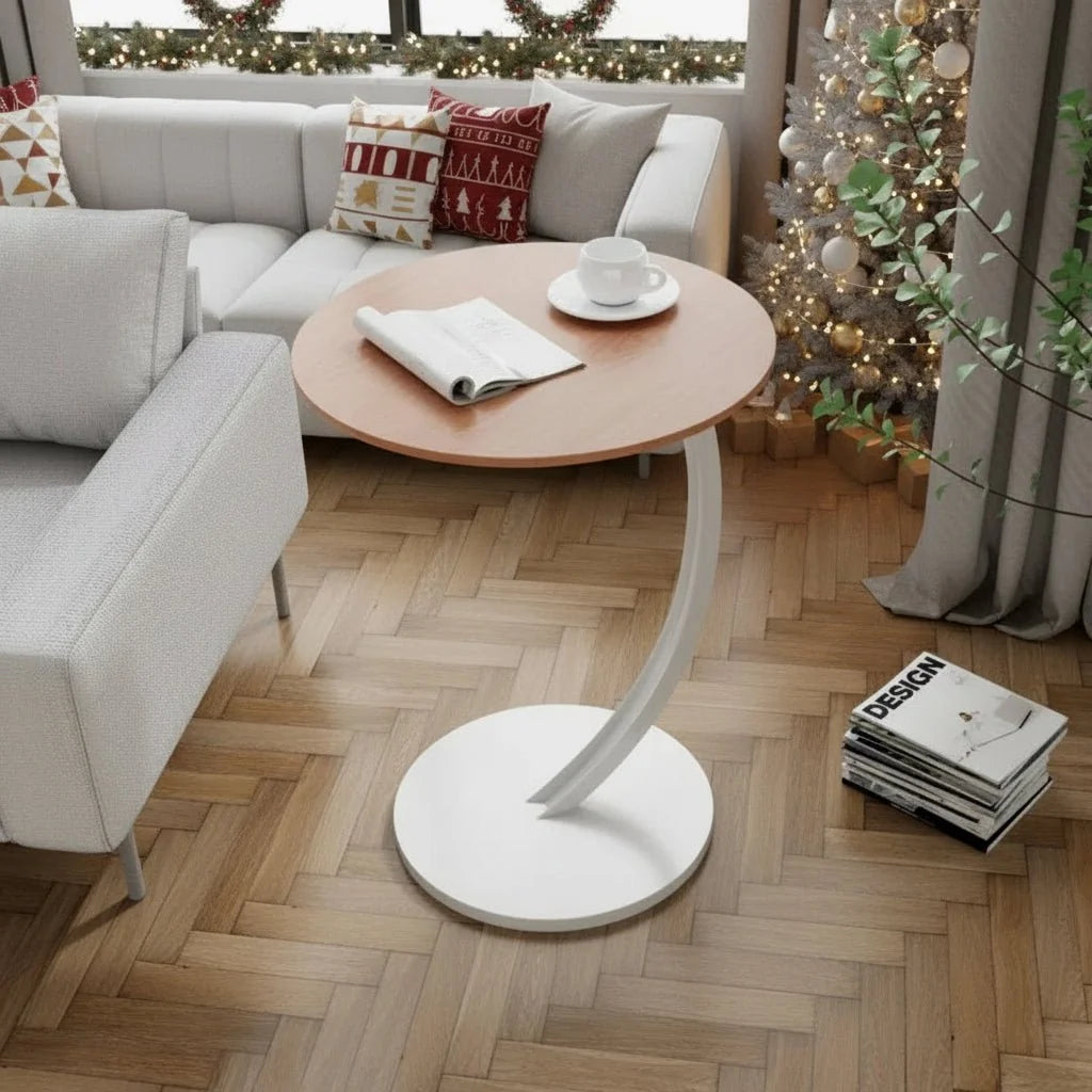 Round Side Table | Reinforced Wood & Steel Frame